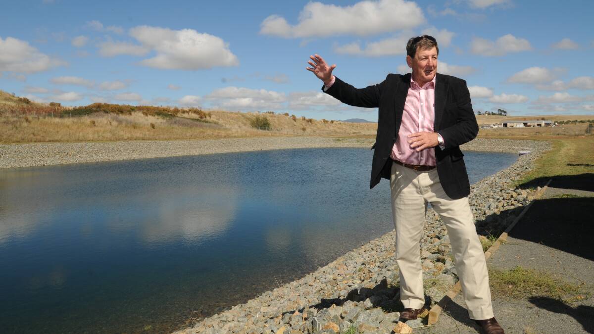  SYSTEM WORKING: Mayor Reg Kidd at the stormwater holding pond.