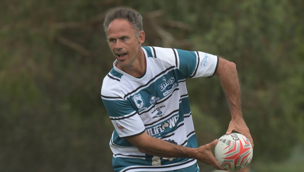 Garydon Staniforth was in action for the Emus Old Boys. Photo: JUDE KEOGH