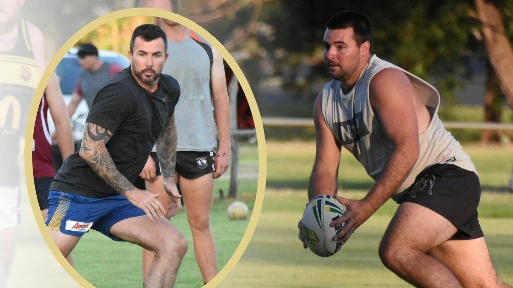 HE'S BACK: Mitch Hutchings will return to the fold for Eugowra's round eight tilt against Trundle Boomers and (inset) coach Brad McMillan. Photo: EUGOWRA GOLDEN EAGLES