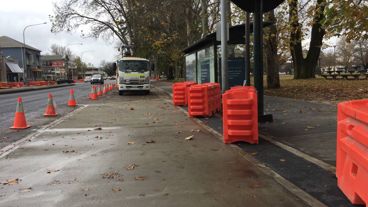 OPEN: The temporary protection barriers in place ahead of the opening of the taxi rank on Lords Place. Photo: NICK McGRATH