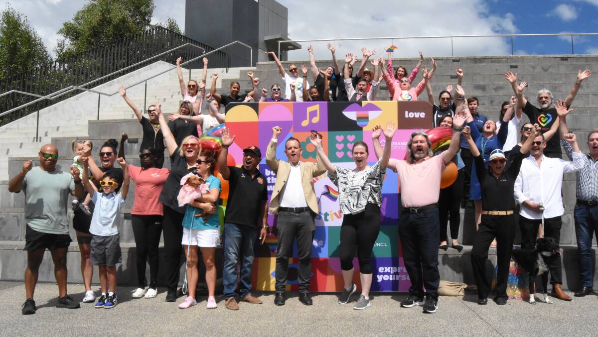 Members of the Orange community celebrating the launch of the city's first ever pride festival in February. Picture by Riley Krause