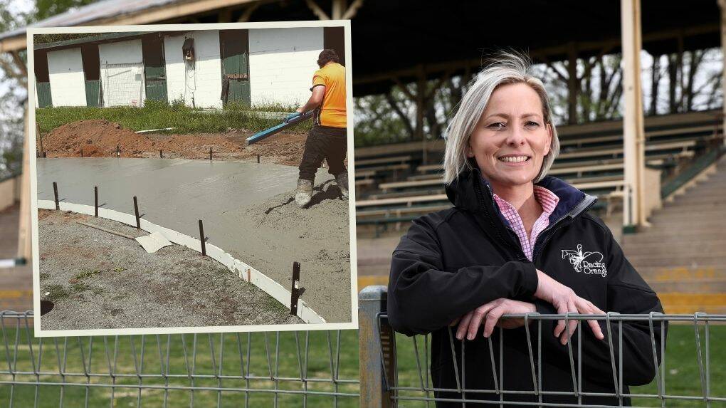 UPGRADES: Bree McMinn and (inset) the work being completed at Towac Park. 
