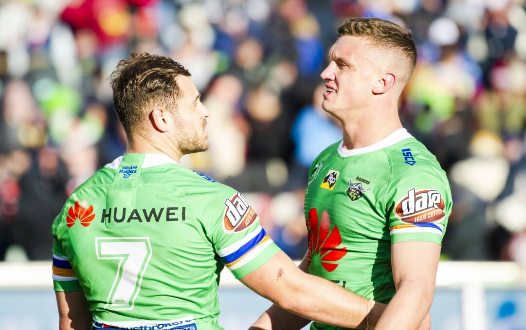 KEY COMBO: Jack Wighton and Aidan Sezer are playing their best at the right time of the season. Photo: JAMILA TODERAS (Canberra Times)
