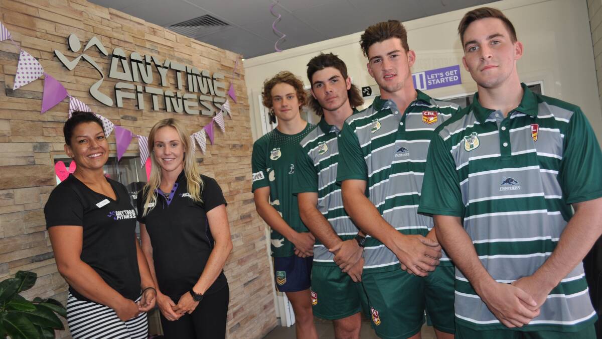 READY TO GO: Western guns (from left) Josh Belfanti, Shannon Mackay, Mackenzie Atkins and Pat Halsey, pictured with Renee Bowman and Emily Dunn from Anytime Fitness, ahead of Saturday's opening round of the Johns and Daley Cups.