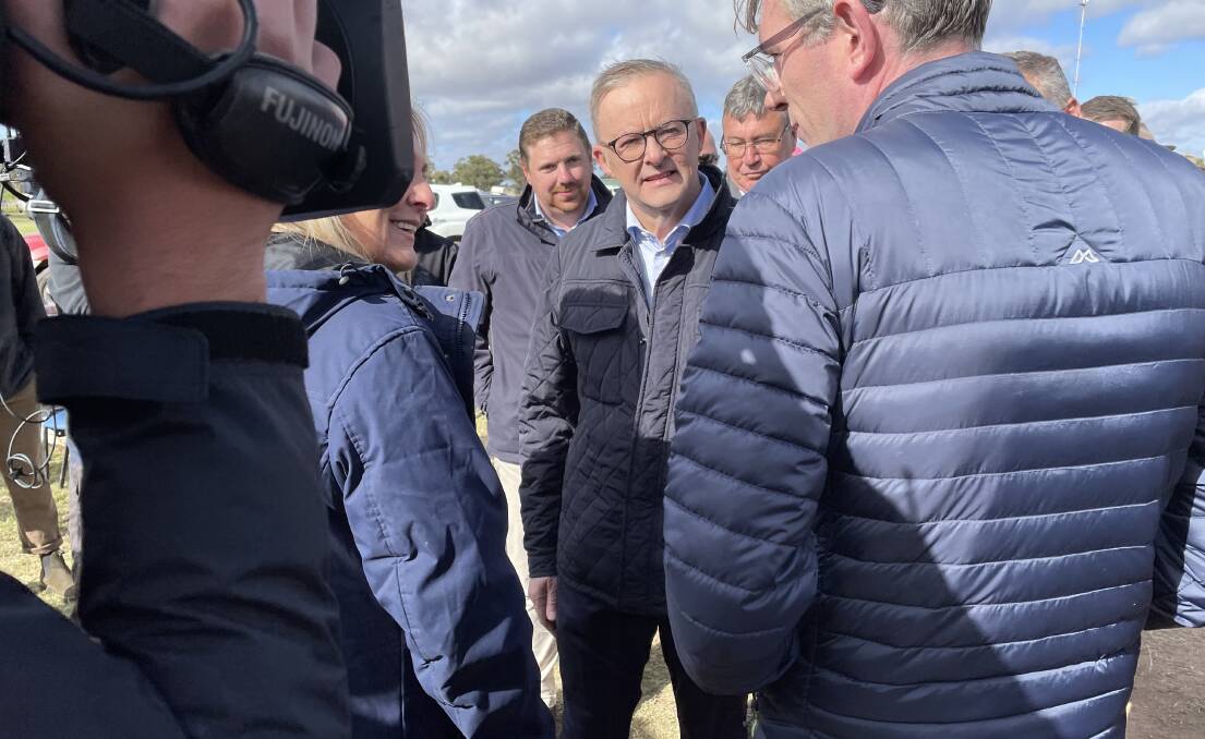 Prime Minister Anthony Albanese in Eugowra on Tuesday. Picture by Riley Krause