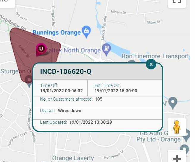 OUTAGE: Parts of north Orange were without power on Wednesday.