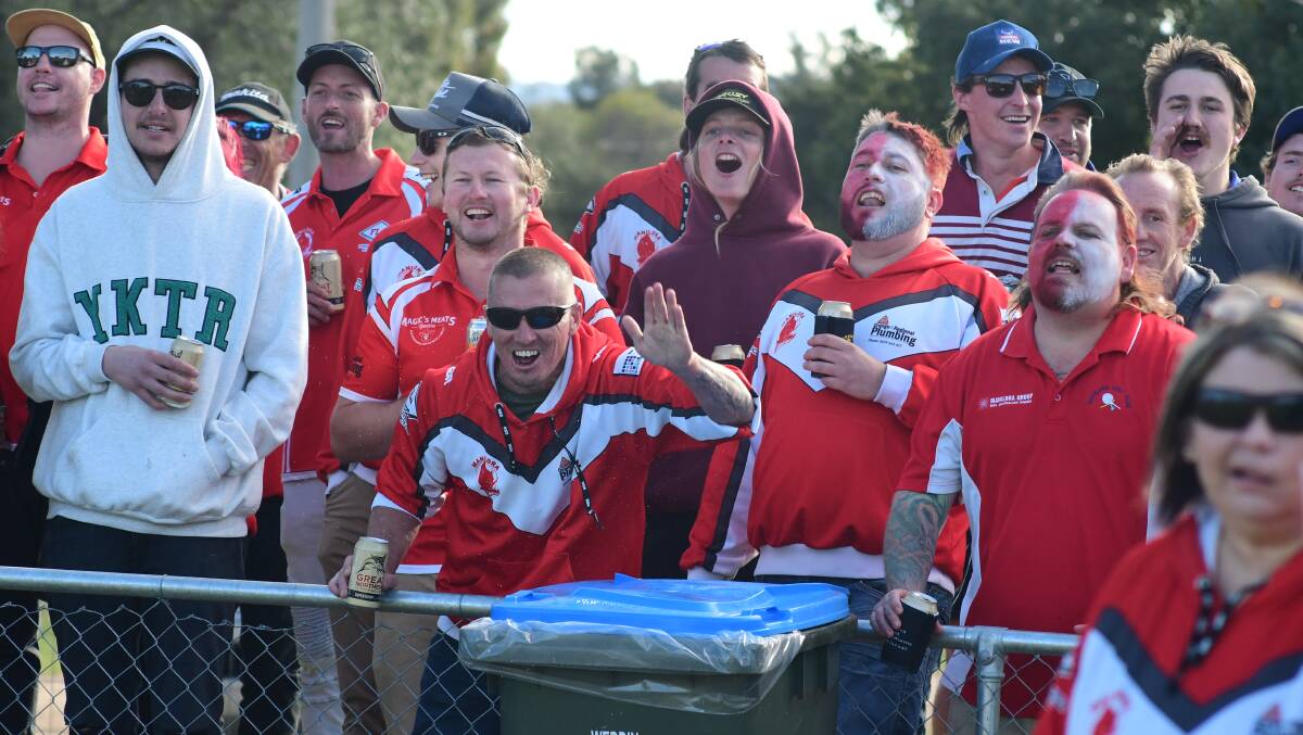Manildra Rhinos fans at the 2022 Woodbridge Cup grand final at Grenfell. Picture by Jude Keogh.