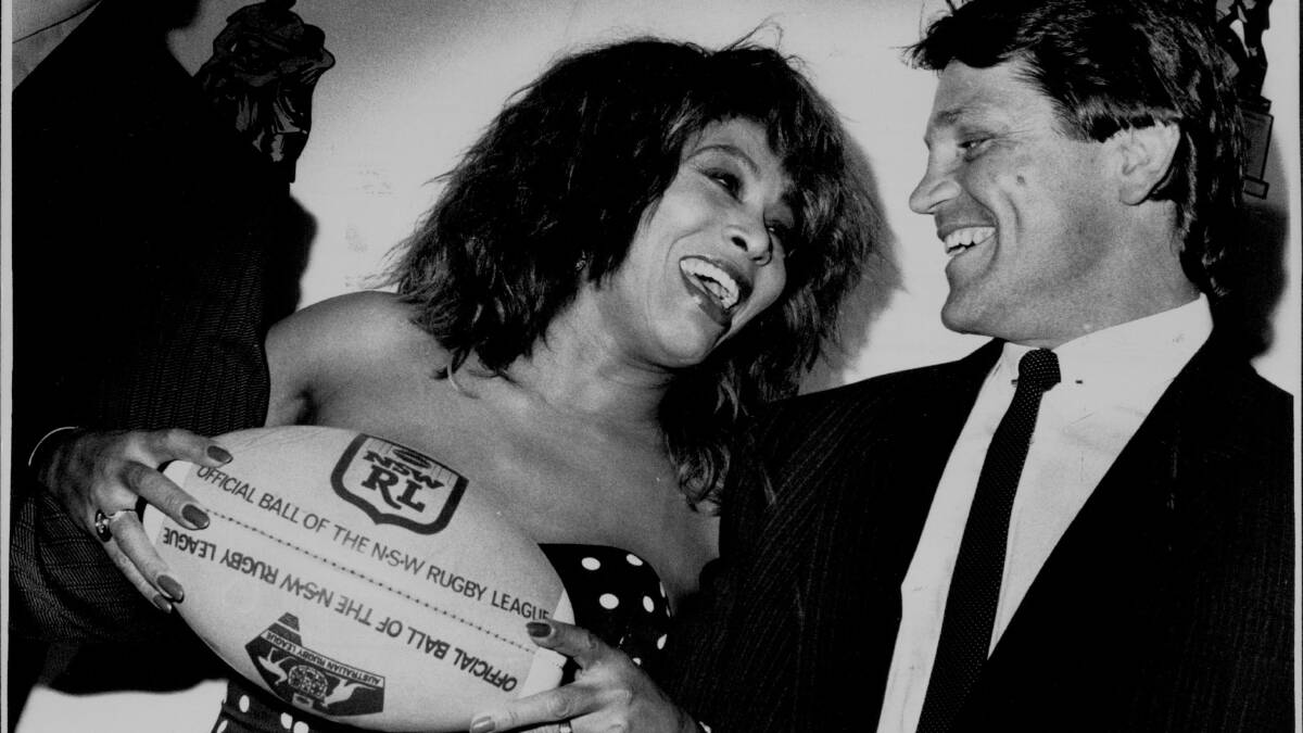 TIME WARP: Tina Turner and Balmain skipper Wayne Pearce in 1990.