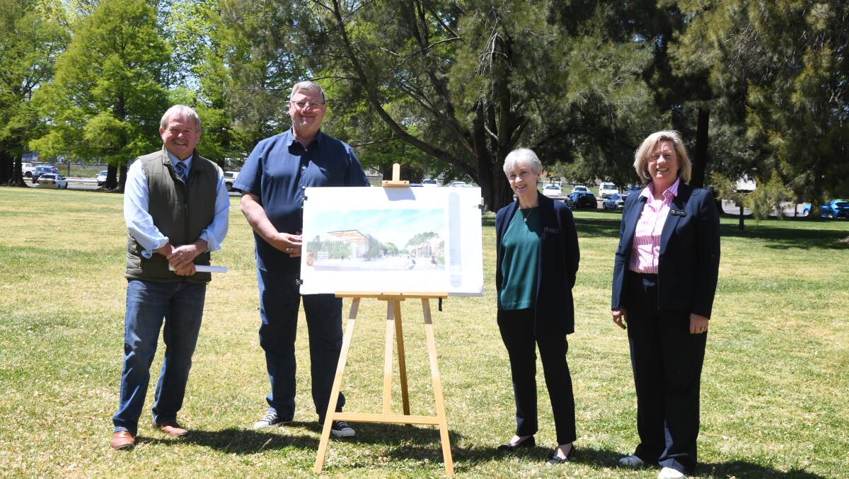 Kevin Duffy, Rod Somerville, Pam Ryan, Donna Riles on the site of the new Orange Regional Conservatorium of Music and Planetarium. Picture by Carla Freedman