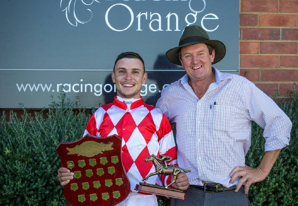 ON A WINNER: Shannon Fogg with trainer Roy McCabe after last year's win in the Orange Picnic Trophy race. Photo: SARSFIELD THOROUGHBREDS