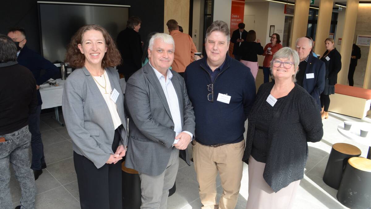 The rural health forum, at Charles Sturt University's Rural and Regional Health Research Institute in Orange. (from left to right) Professor Megan Smith - Executive Dean and the Faculty of Science and Health, Professor Mark Evans - Deputy Vice Chancellor of Research at CSU, Professor Allen Ross - Executive Director at the Rural and Regional Health Research Institute, and Professor Annemarie Hennessy - Dean of the School of Medicine at Western Sydney University. PHOTO JUDE KEOGH. 