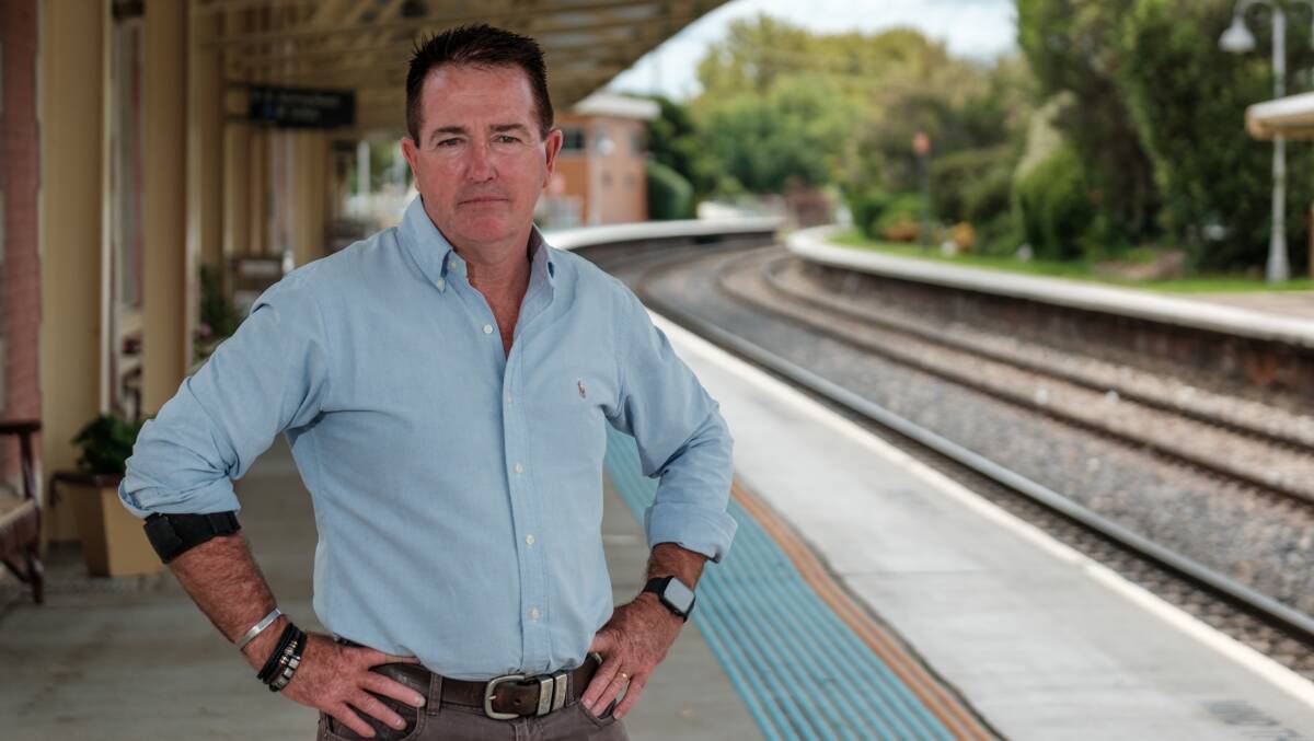 Member for Bathurst Paul Toole at the Bathurst train station. He's against the service being extended to Orange. Picture by James Arrow