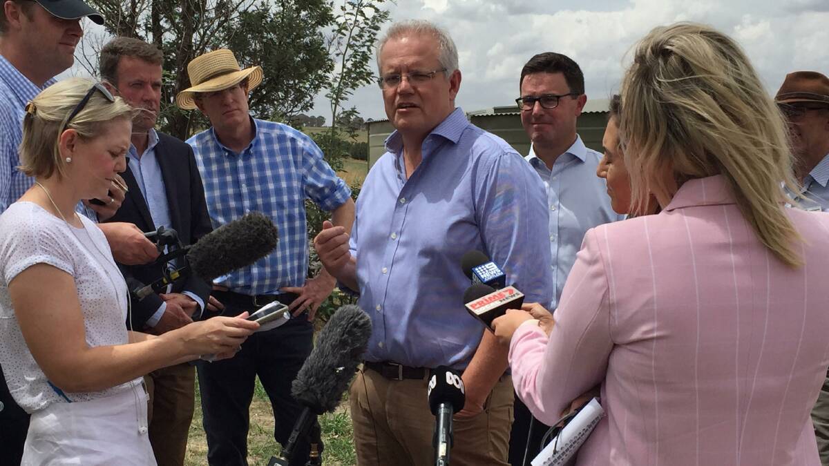ANNOUNCEMENT: Prime Minister Scott Morrison announced drought relief funding for a number of councils in the Central West on Tuesday at Blayney. Photo: JUDE KEOGH