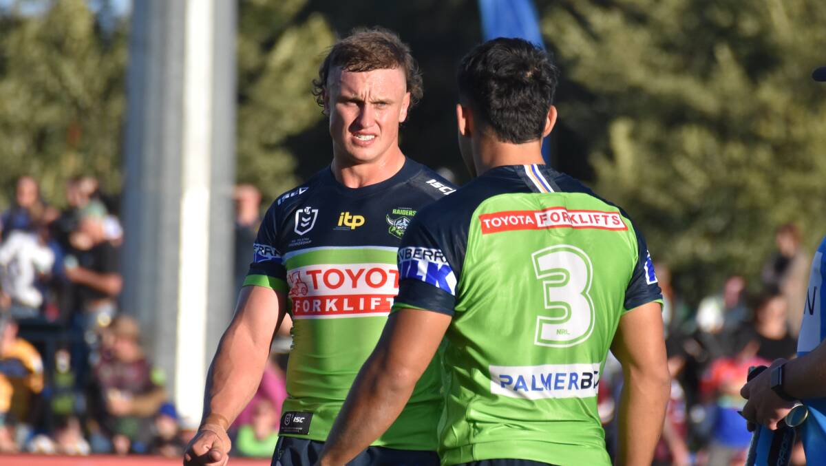 Jack Wighton and the Raiders couldn't get it done against Manly on Saturday in Mudgee. Photo: JAY-ANNA MOBBS