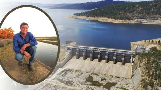 Lachlan Valley Water chair, Tom Green and a half-full Wyangala Dam - it's now at 95 per cent. 
