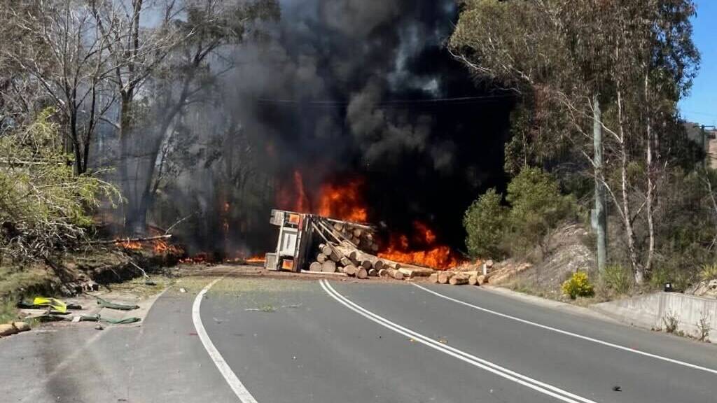 The truck fire on the Great Western Highway. Picture supplied