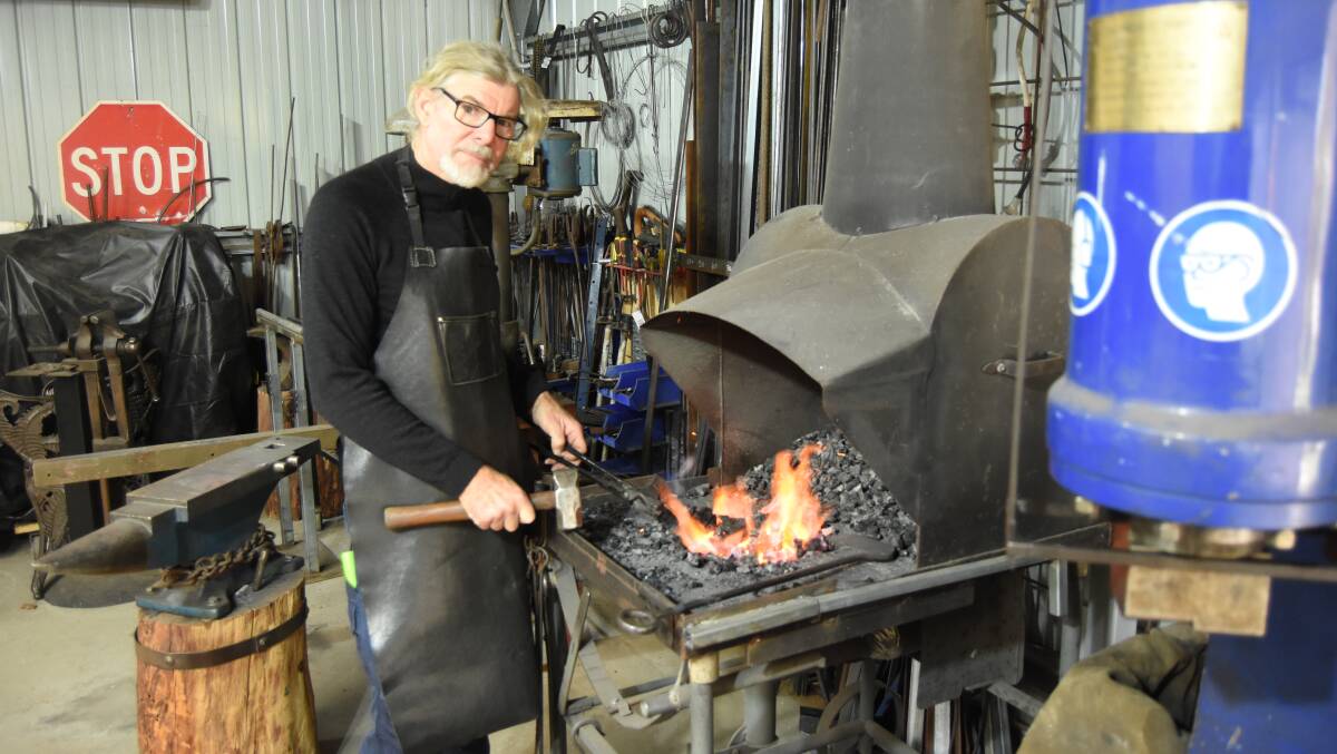 Tom Miller has been smithing for 11 years and his forge is on his property in Newbridge. Photo: Mark Logan