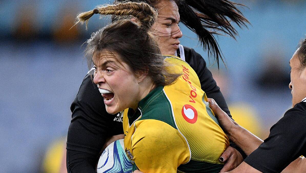 ON THE CHARGE: Grace Hamilton in action for the Wallaroos against New Zealand. Photo: AAP