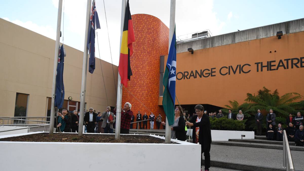 The ceremony out the front of the Orange Civic Theatre on Thursday. Photo: JUDE KEOGH