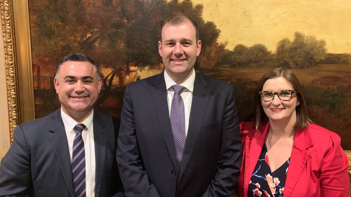 TEAM NATS: NSW Nationals leader John Barilaro, MLC-elect Sam Farraway and Nationals MLC Sarah Mitchell following Thursday's vote. Photo: SUPPLIED