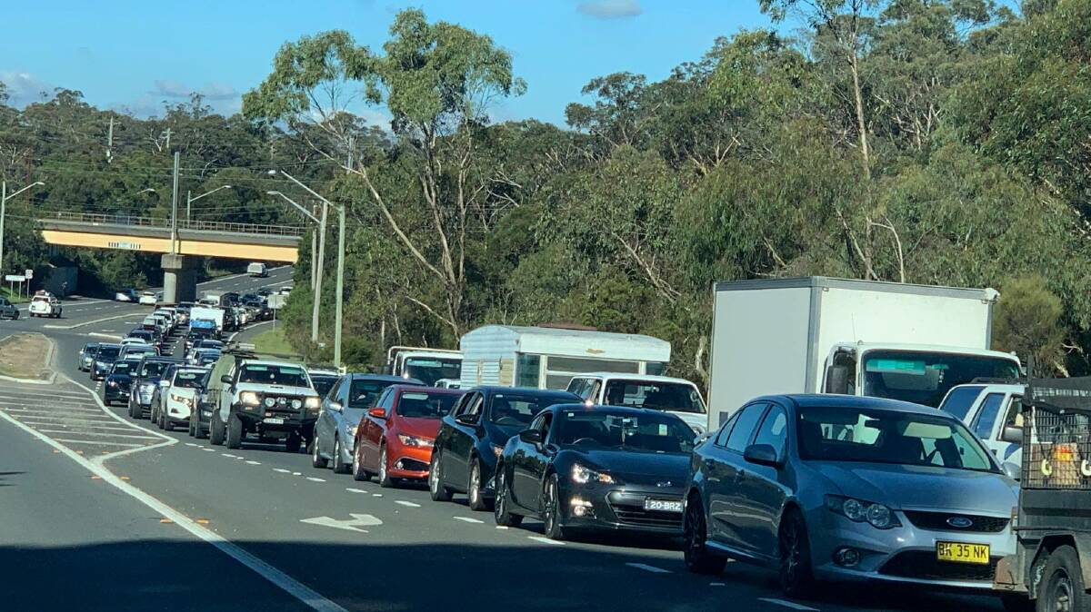 BANKED BACK: Traffic banked up along the Great Western Highway this Easter, following the unexpected closure of the Bells Line in March. Photo: PAUL TOOLE MP