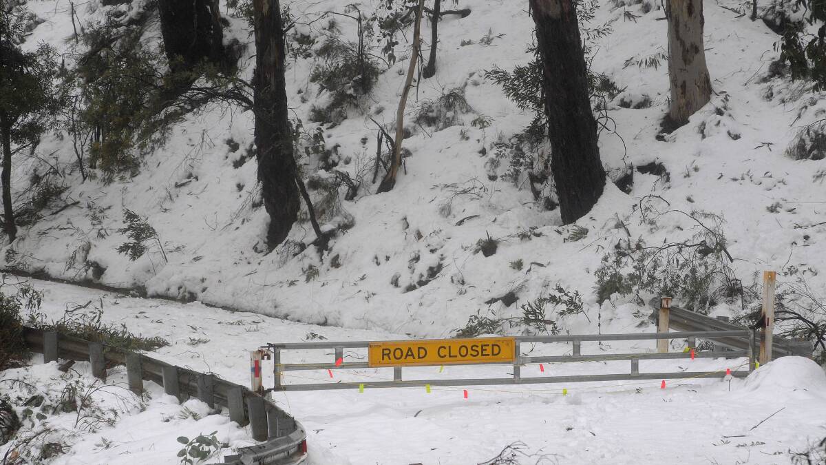 SNOW GO: The Mount Canobolas access road in 2015. Photo: STEVE GOSCH