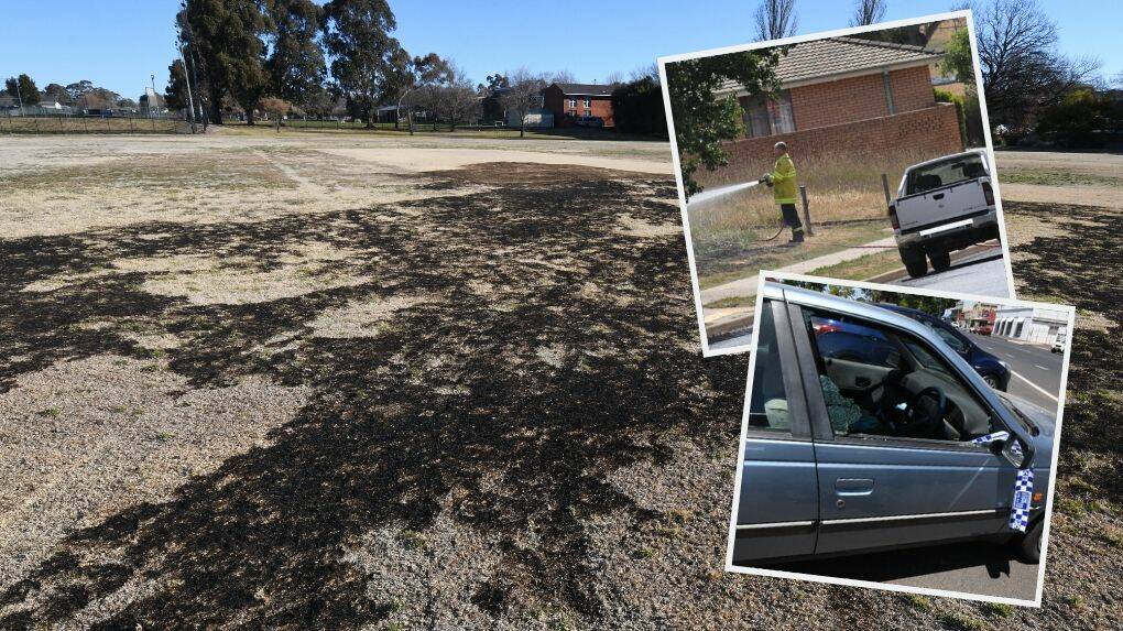 VANDALS: Areas of East Orange continue to be hit by vandals, with grass fires, like the one on Glenroi Oval in the main picture, and smashed car windows a recuring theme. 