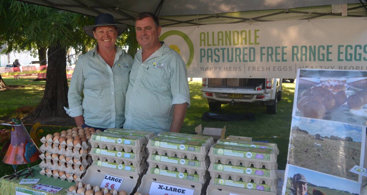 EXPANDING THEIR RANGE: Leisa Newnham and John Borchard from Allandale Pastured Free Range Eggs are going through a trial period at the Orange Farmers Market. 