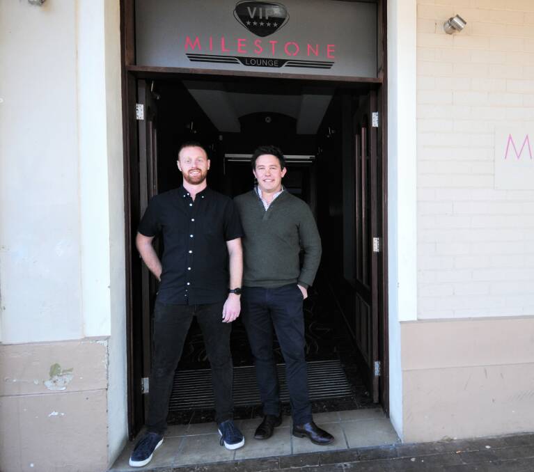 NEW OWNERSHIP: The Milestone Hotel general manager Scott Davies with Harvest Hotels director Fraser Haughton. Photo: TAYLOR DODGE. 