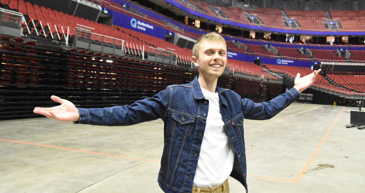 TALENTED SINGER: Orange High School year 12 student Lachie Wheeler at Qudos Bank Arena where he will be a featured performer at the Schools Spectacular. Photo: SUPPLIED