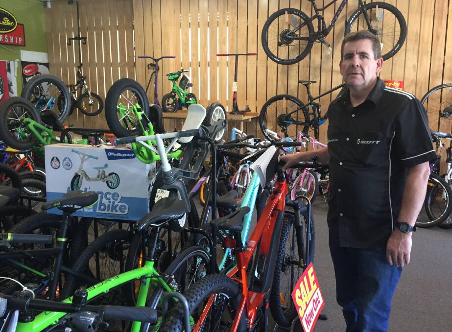 OUTDOOR EXERCISE: Ron Boulton Cycles owner Peter Boulton said children and adults have started purchasing new bikes and having older bikes repaired during coronavirus restrictions. Photo: TANYA MARSCHKE