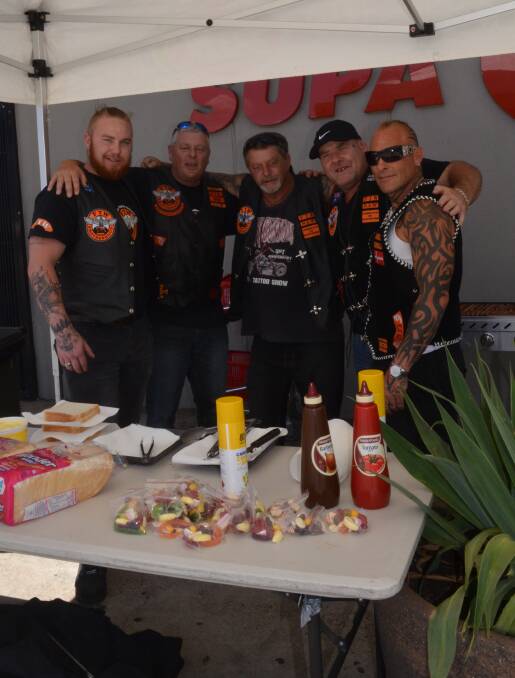 BROTHERHOOD: Jarrod Murphy with Anthony 'Ant' Ahern, Keith 'Grim' Horwood, Greg Nash, Glen Christensen who travelled from Moree and Wollongong for the fundraiser. 