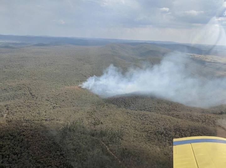 AERIAL VIEW: Aerial footage captured by Fred Fahey Aerial Services of one of the three fires that are burning in the Rural Fire Service's Canobolas Zone.