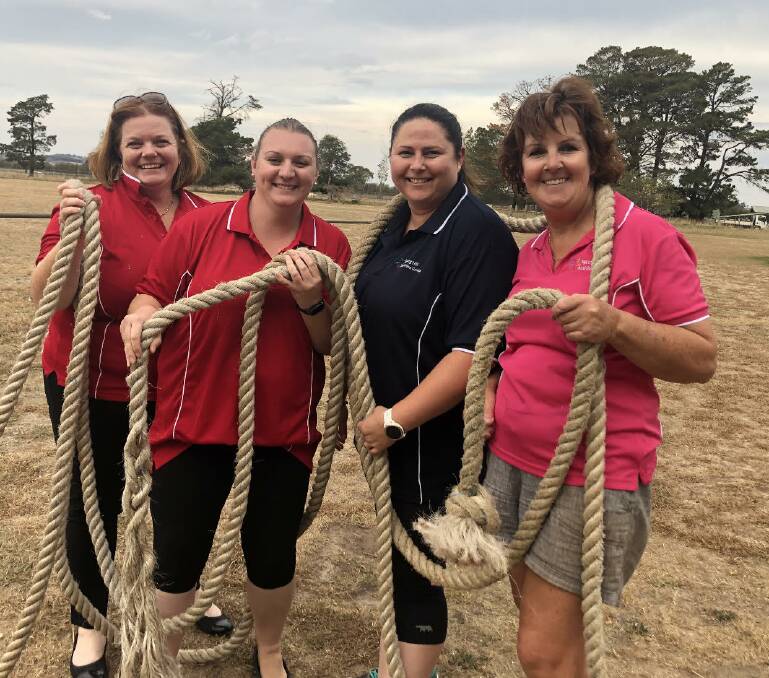 FAMILY DAY OUT: Spring Hill Activities Group members, Nicole Day, Amy Brown, Sandra Jones and Beth Mills are hosting a range of activities at the Spring Hill Whistle Stop Festival including tug-o-war. Photo: SUPPLIED