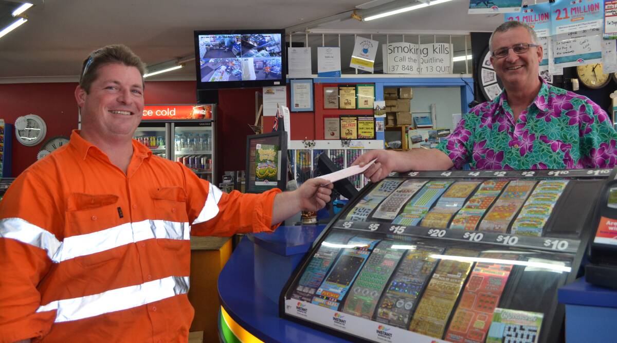 LOTTO CAMPAIGN: Damian Hargreaves and Stephen Parker at Greengate Newsagency. 