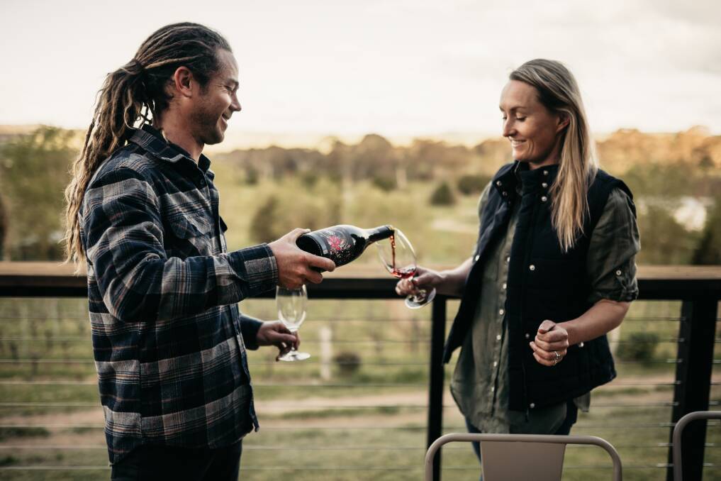 RECOGNITION: Steve Mobbs and Nadja Wallington at ChaLou Wines. Photo: ANGUS MCKERN