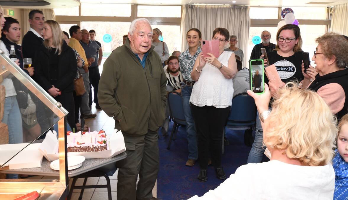 HAPPY BIRTHDAY: Len Guy celebrated his 105th birthday with family and friends at Orange City Bowling Club on Saturday. Photo: JUDE KEOGH