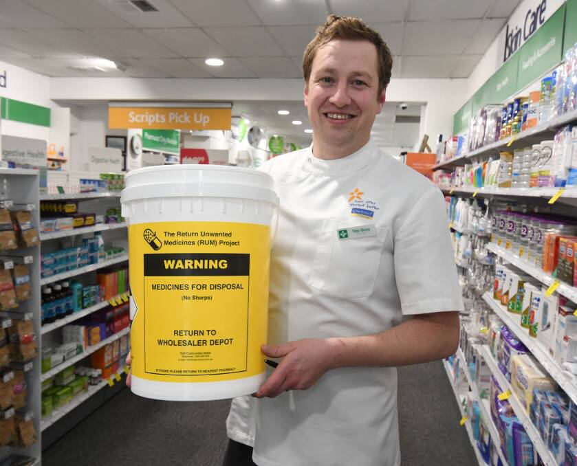 SAFE DISPOSAL: Peter Smith Terry White Chemmart Pharmacy pharmacist Tim Gray is encouraging people to hand in unused or out-of-date medication. Photo: JUDE KEOGH