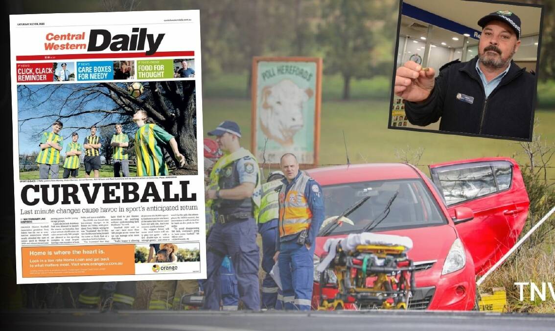 A LOOK BACK: A driver was trapped and her pregnant passenger was walked from a car following a collision, NSW Police Sergeant Mick Sullivan holding the ring belonging to Sue. A June front page shows how changes affected the anticipated return of sport. 