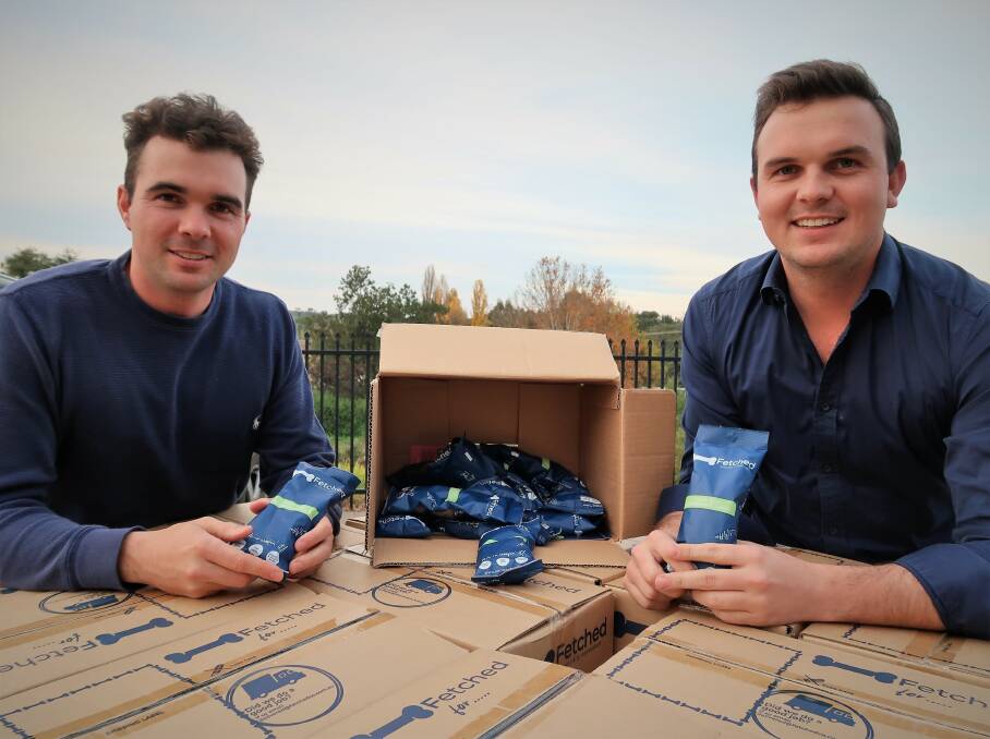 NEW BUSINESS: Nigel and Carl Sandeman with sachets of their Fetched Co dry dog food.