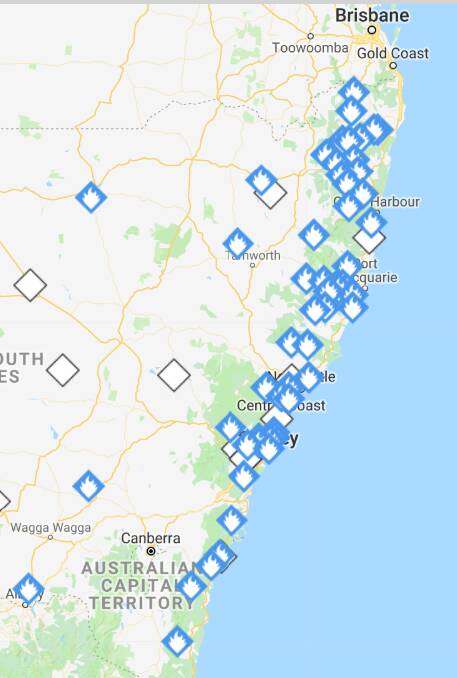 STILL BURINING: As of Saturday afternoon there were 69 fires burning in NSW. 
