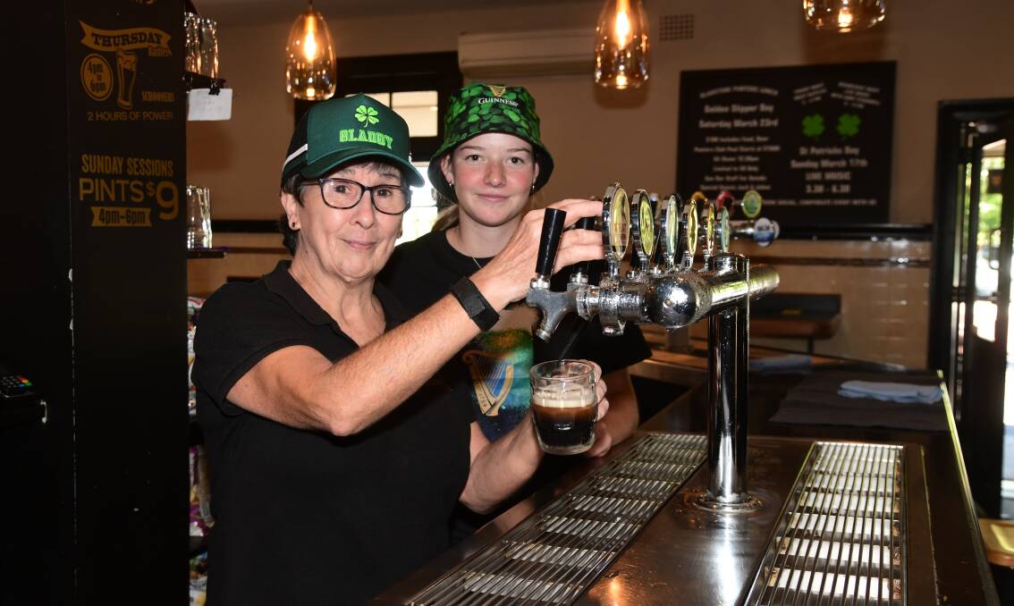 Kerrie Evans and Jessie Tudor pouring a glass of Guinness at The Gladstone Hotel where St Patrick's Day will be celebrated on Sunday, March 17, 2024. Picture by Carla Freedman