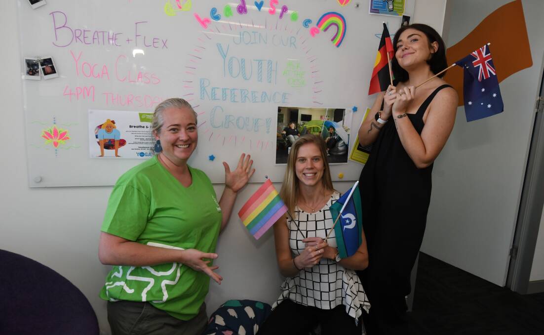 YOUTH ADVOCATES: Kelly Dent, Jess Gostelow and Kayla Stewart at Headspace are encouraging people to join a youth reference group. Photo: JUDE KEOGH