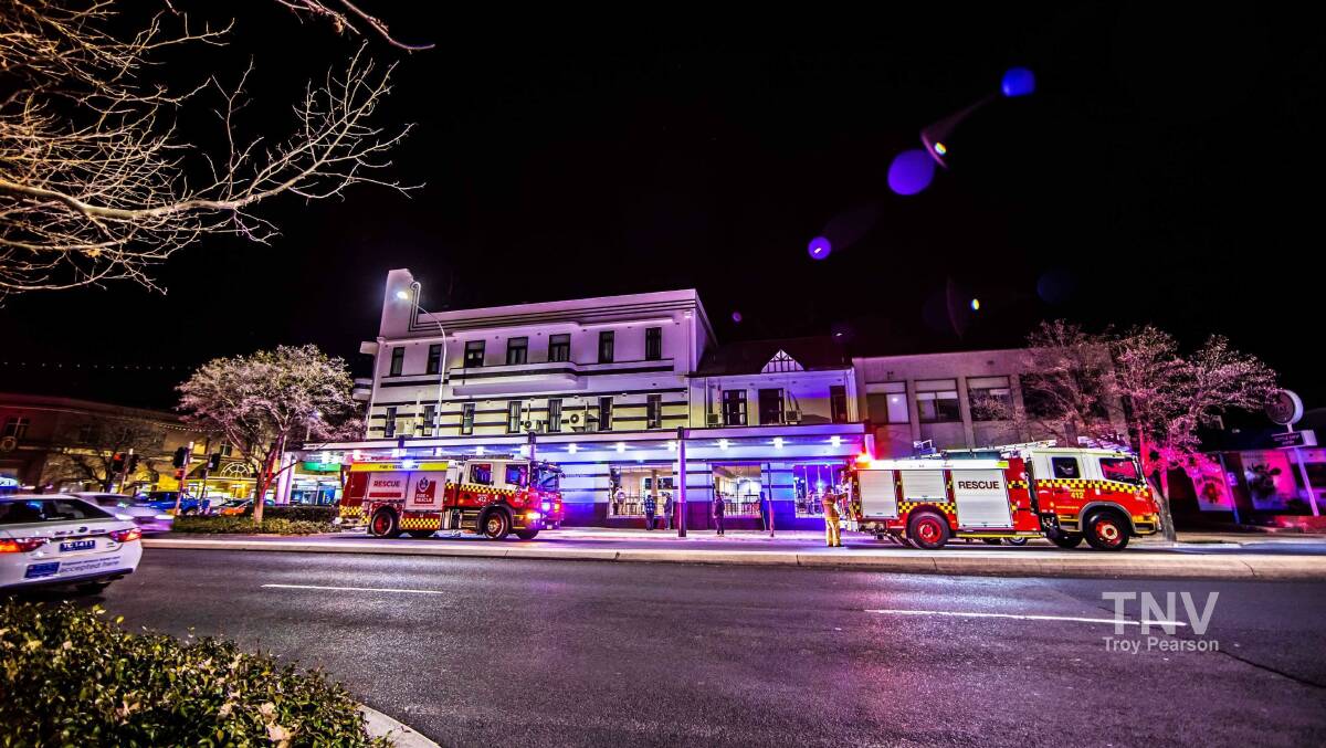 EMERGENCY RESPONSE: NSW Fire and Rescue were called to flooding on two levels of the Royal Hotel on Wednesday night. Photo: TROY PEARSON