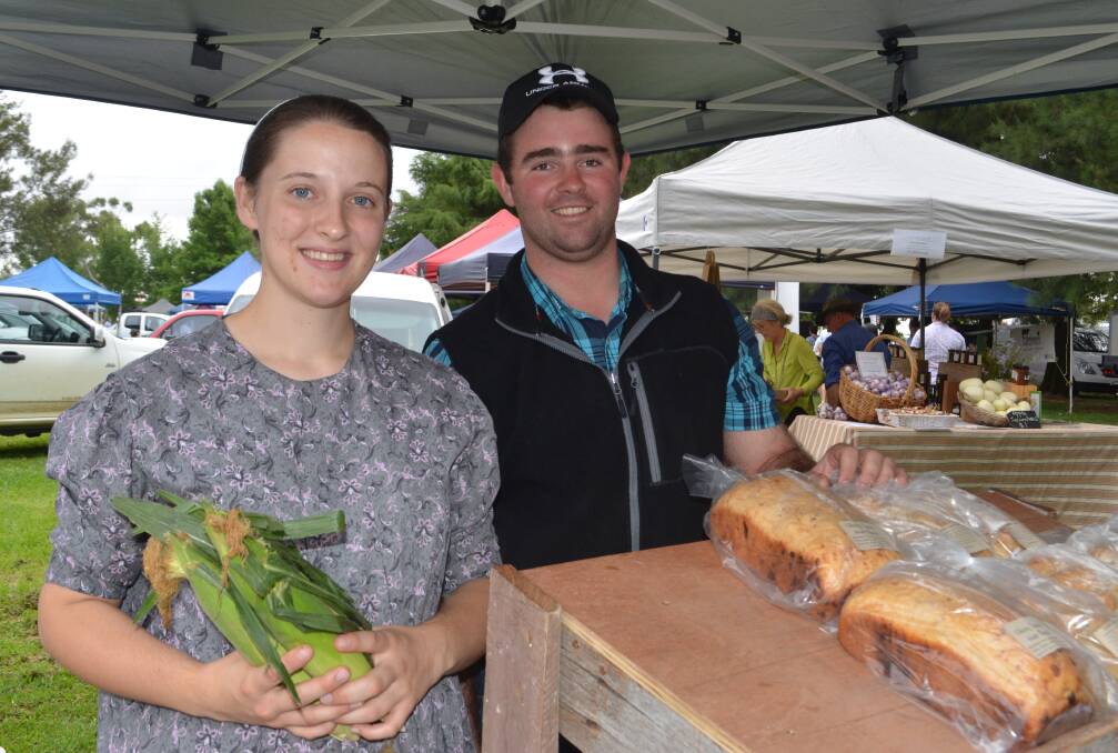 SOLE SUPPLIERS: Krista and Troy Eberly from Riverside Markets were the only stall holders selling bread and vegetables at the Orange Farmers Markets on Saturday.