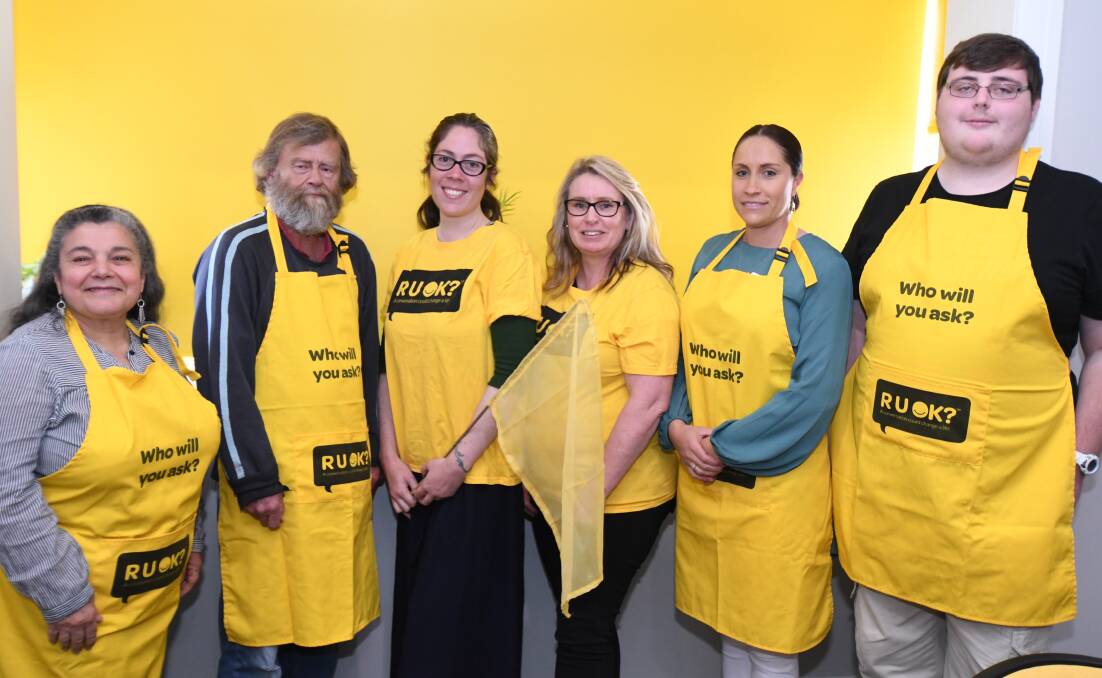 MOVING FORWARD: Anne Dib, Steve Seymour, Penelope Matchett, Sharon Taylor, Casey Naden and Toby Betts were involved in RUOK Day last year. Photo: JUDE KEOGH
