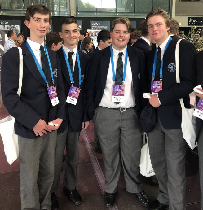 INNOVATION: Kinross Wolaroi School students Alex Murray, Harry Commins, Nicholas Jeffrey and Lochlan Birchall learnt to think differently about science, technology, engineering and maths (STEM) at a forum in Sydney last week. Photo: SUPPLIED 