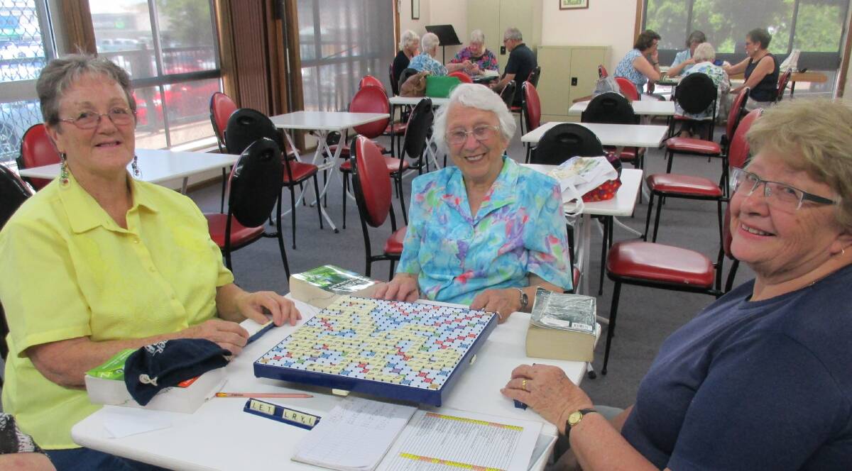 VARIETY: Yvonne, Ruth and Margaret compete in Scrabble at U3A in 2018. 