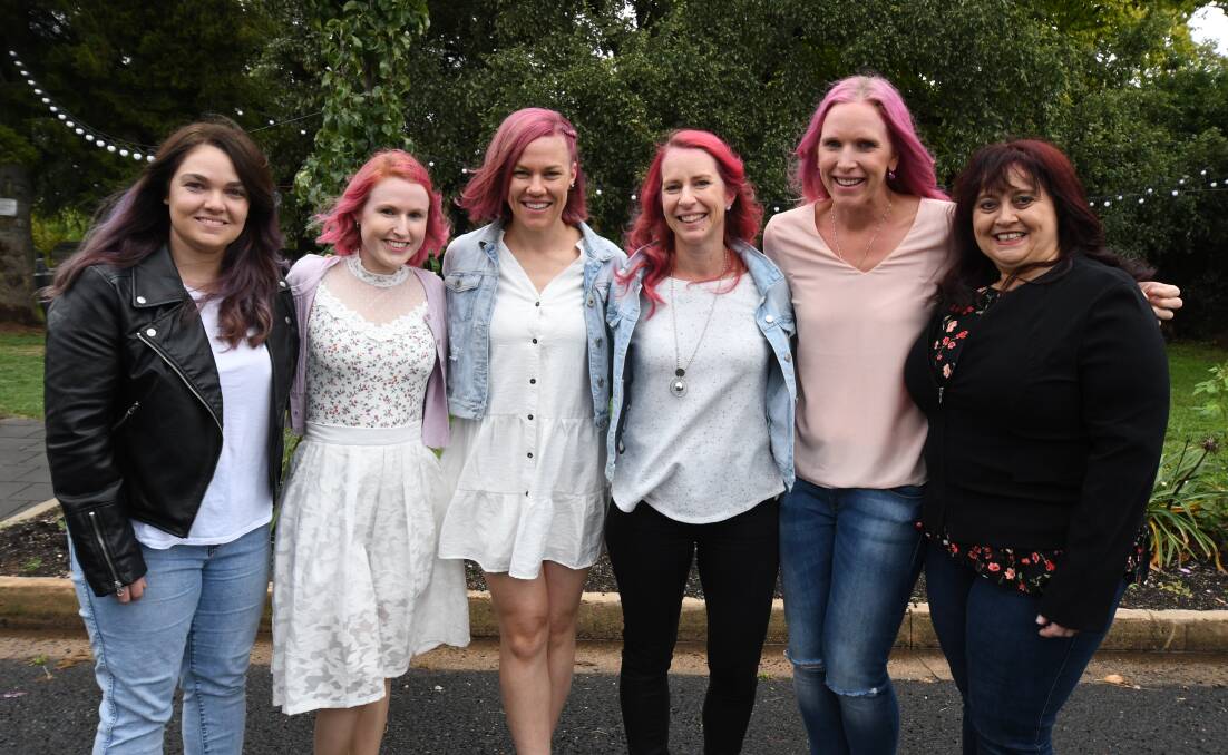 FUNDRAISER: Cardiac Cath Lab team members El Moore, Lyndal Taylor, Kerry Porter, Kath McMaster, Kate Toynton and Sandi McAtamney after they reveled their coloured hair last Saturday. Photo: JUDE KEOGH