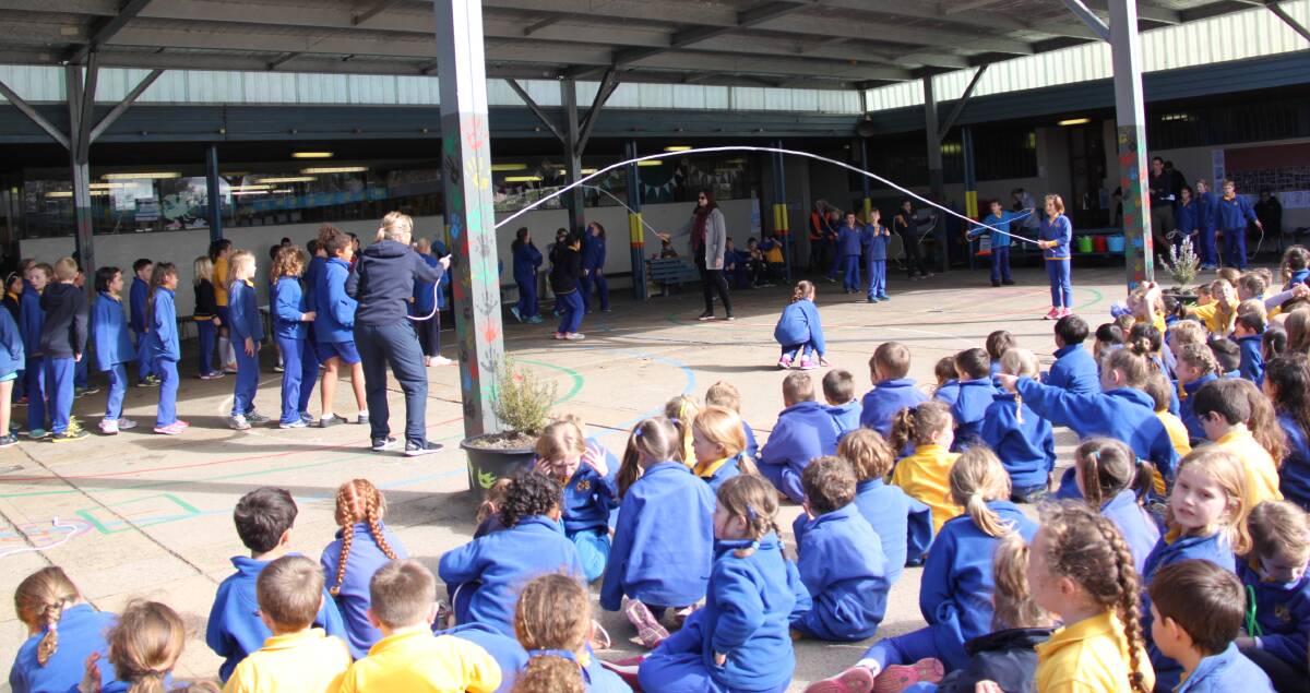 JUMPING INTO SUCCESS: Students from all years at Orange Public School took part in the Jump Rope for Heart on Friday and their fundraising efforts put the school into third place for fundraising across Australia. Photo: SUPPLIED